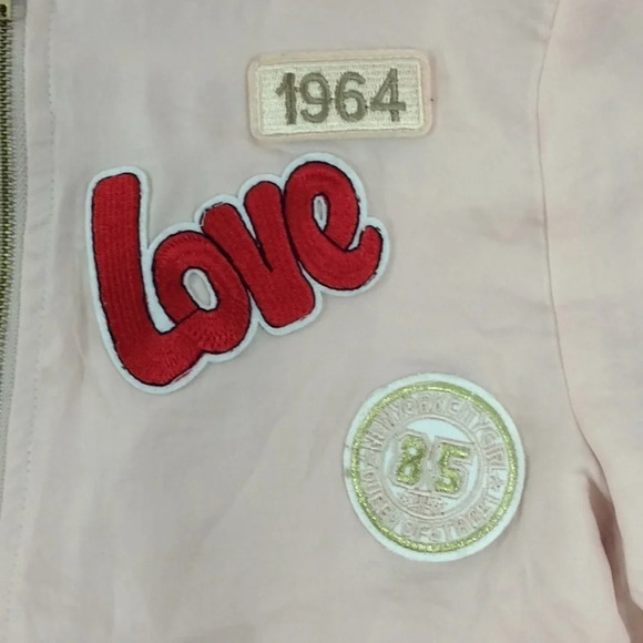 Vero Moda Women’s Lightweight Bomber Jacket  Light Pink w/ Patches XS - Picture 3 of 8